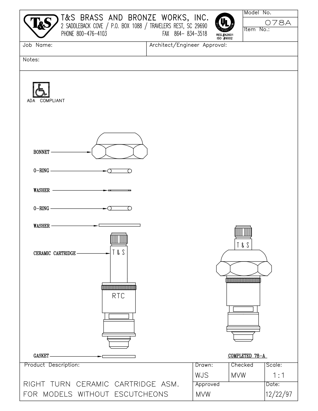 T&S Brass 078A User Manual - ManualMachine.com