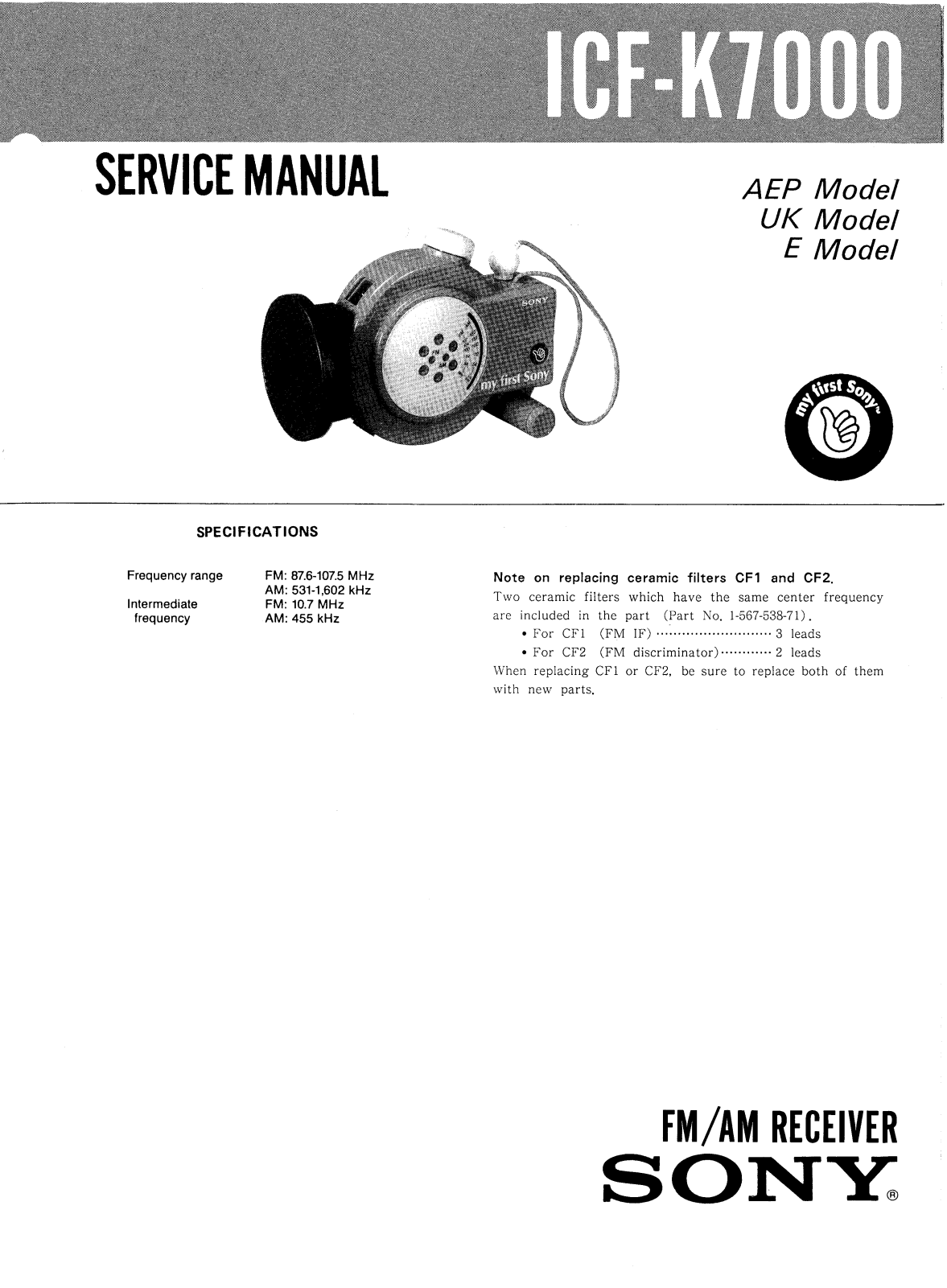 Sony ICFK-7000 Service manual