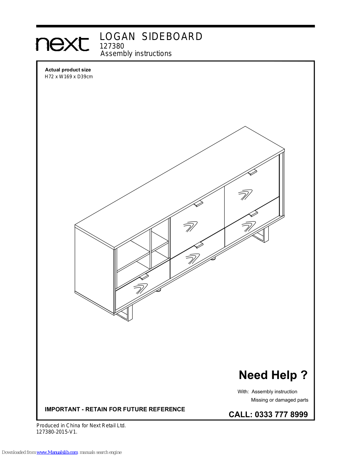 Next 127380, LOGAN SIDEBOARD Assembly  Manual - ManualMachine.com