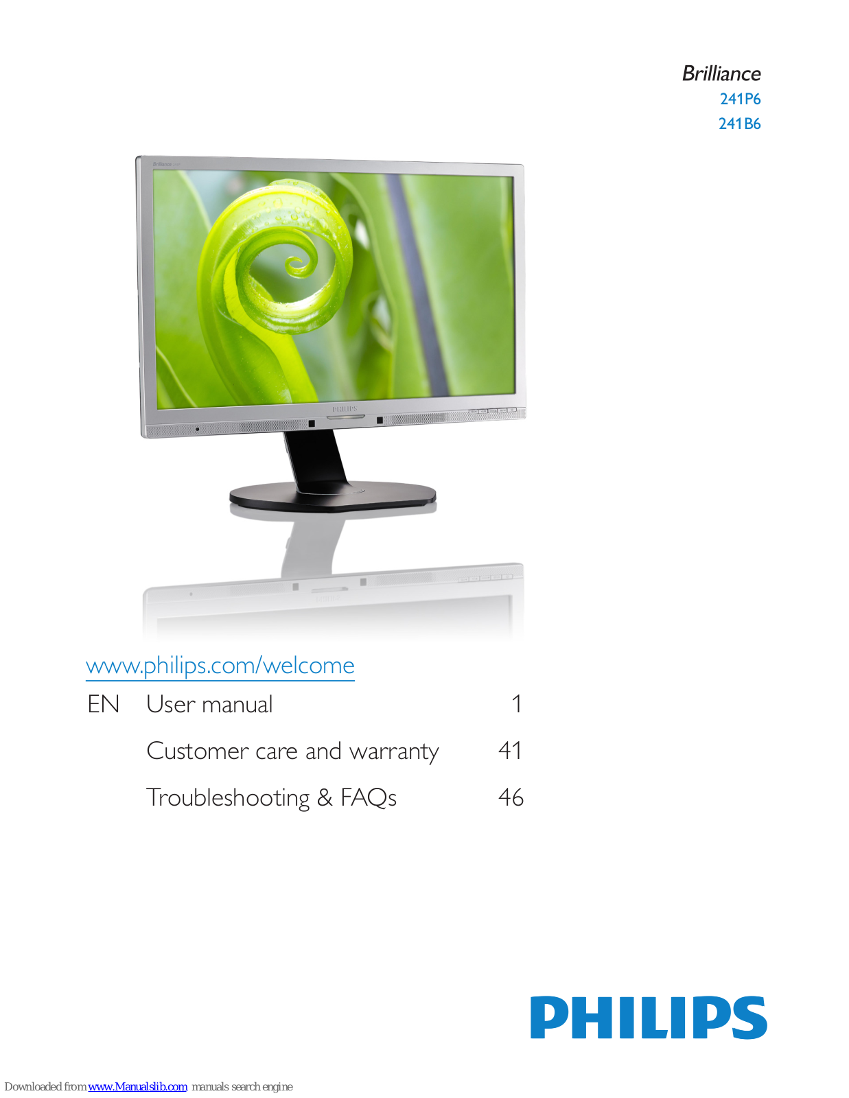 Philips Brilliance 241P6, Brilliance 241B6, 231S4, Brilliance 221P6, Brilliance 221B6 User Manual - ManualMachine.com
