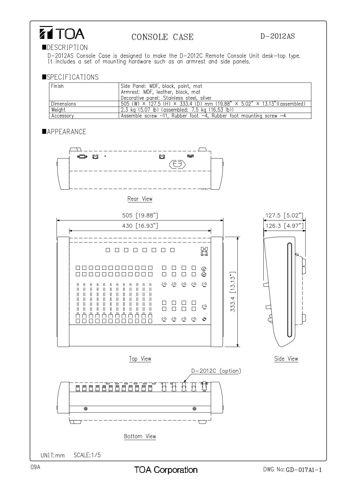 TOA Q-D-2012AS User Manual