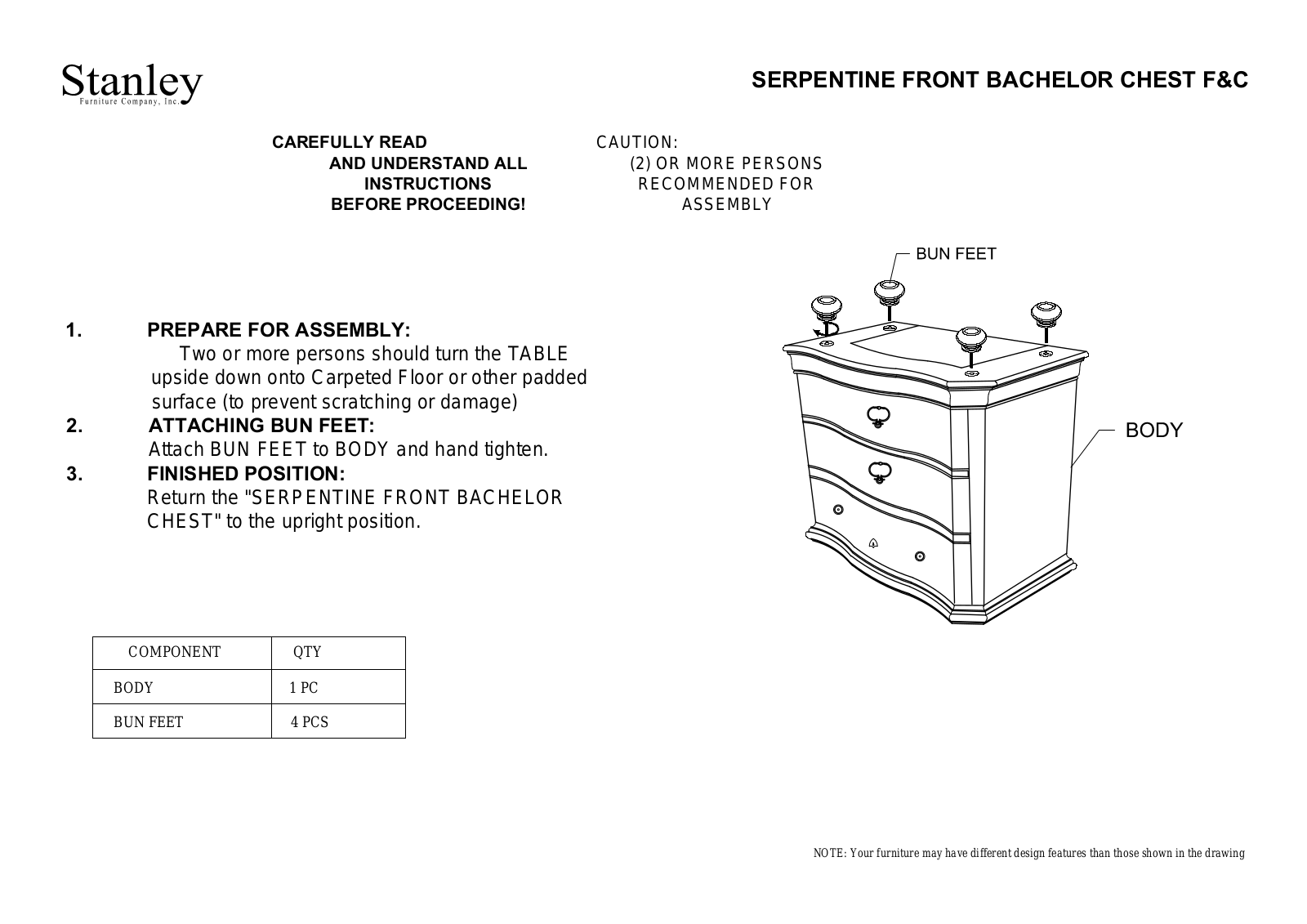 Stanley BACHELOR CHEST F&C Assembly Instruction