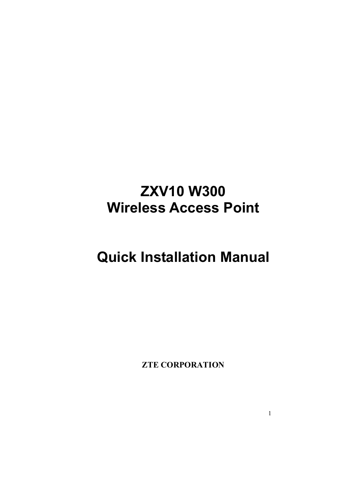 ZTE ZXV10W300V2 User Manual