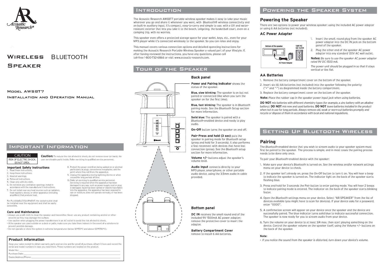 Voxx Accessories AUDAWSBTRX User Manual