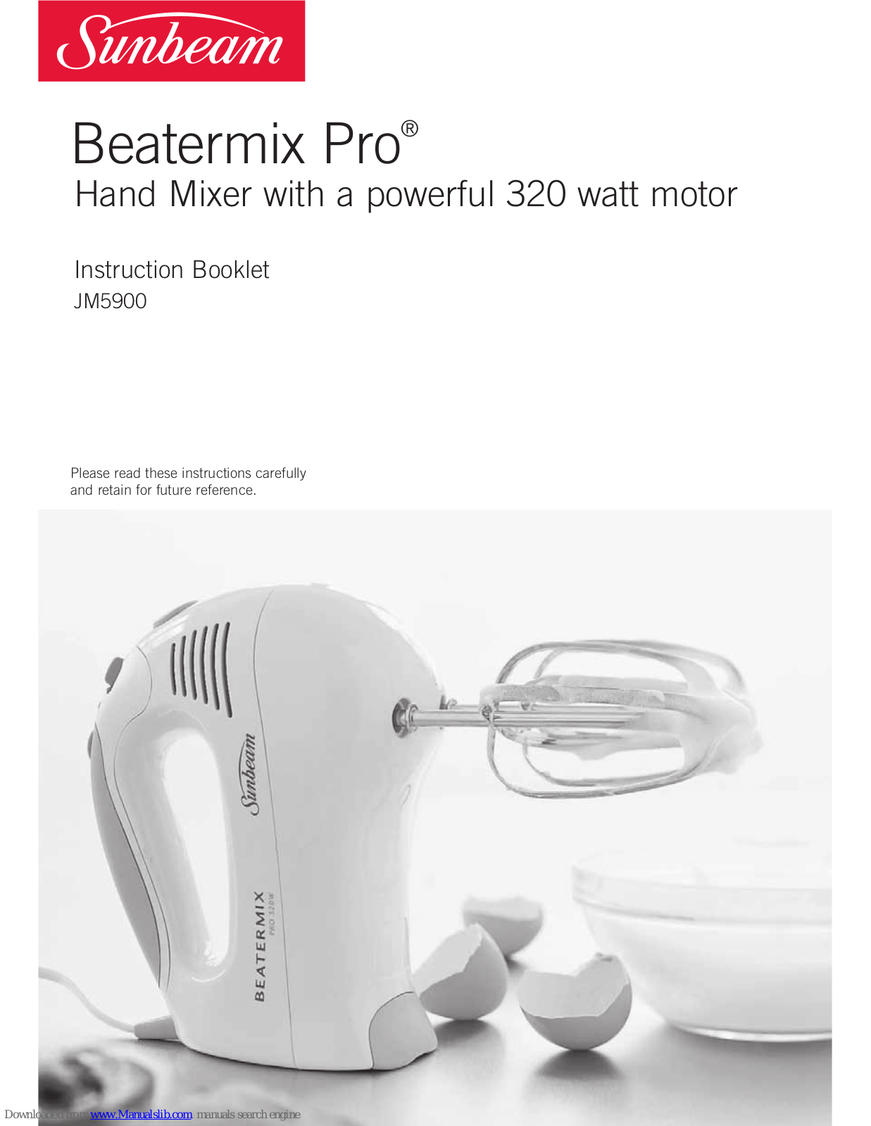 Sunbeam Beatermix Pro JM5900 Instruction Booklet