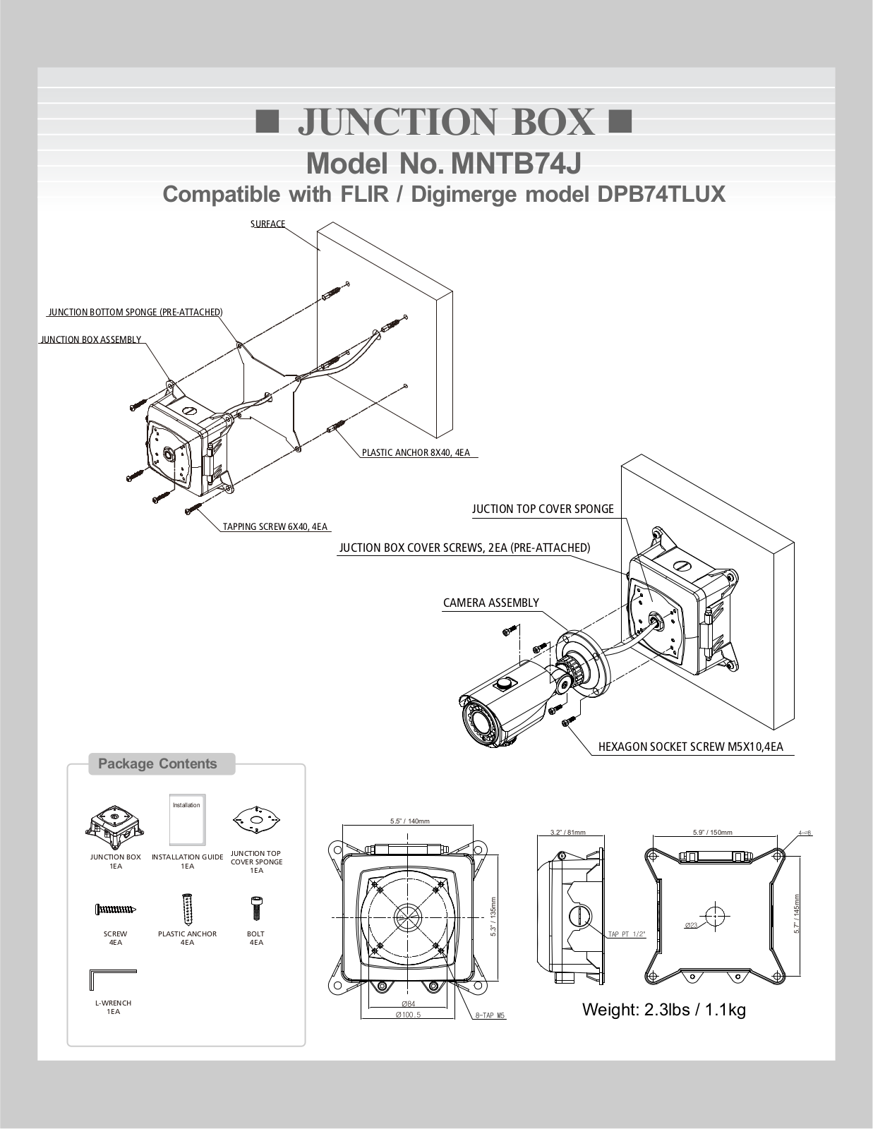 Flir MNTB74J Specsheet