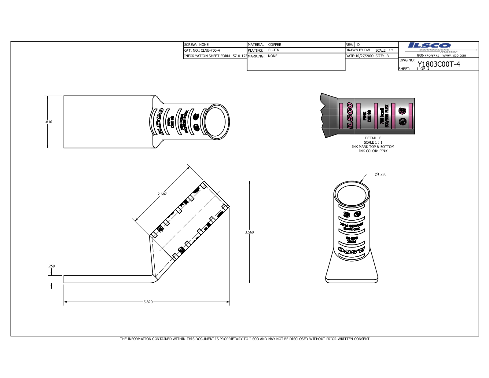 Ilsco CLNU-700-4 Data sheet