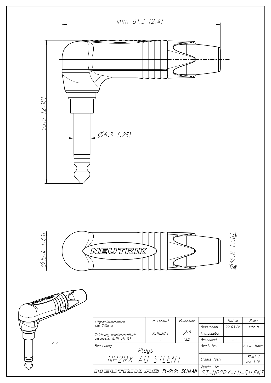 Neutrik NP2RX AU silent Drawing manual