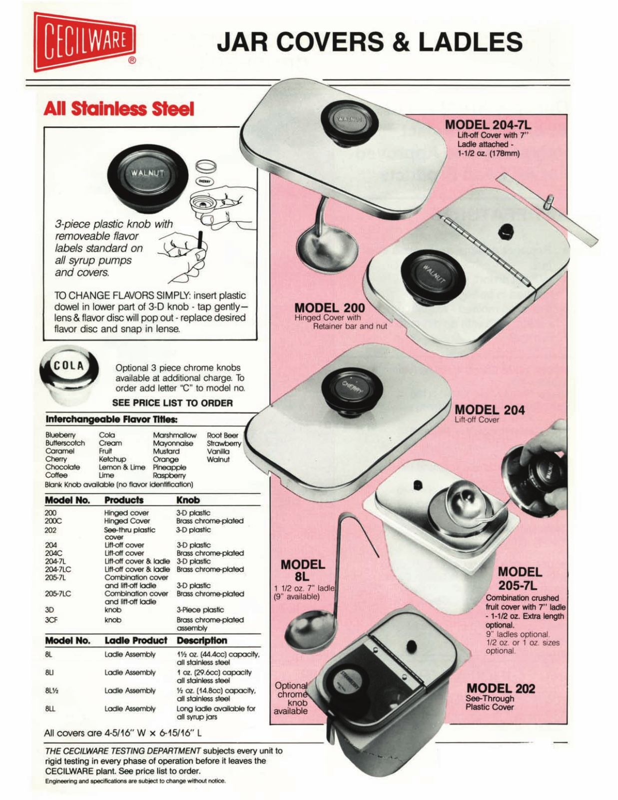 Cecilware 205-7LC, 204-7L User Manual