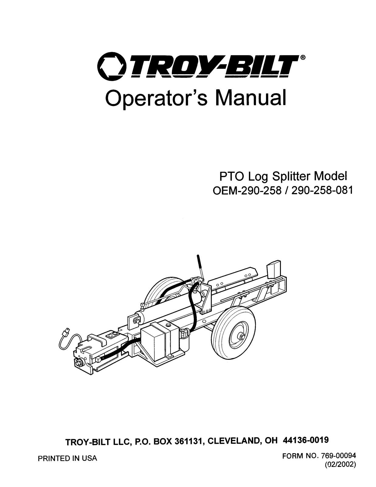 Mtd OEM-290-258 owners guide