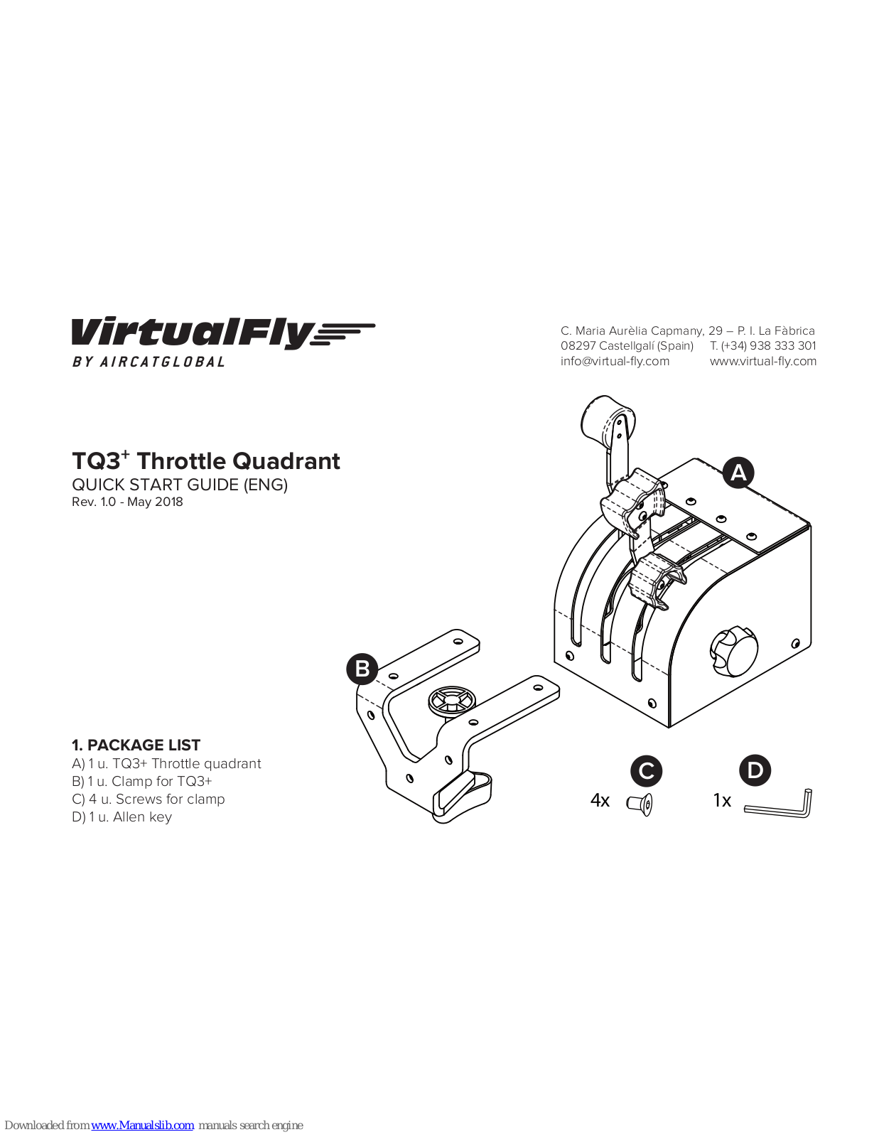 Virtualfly TQ3+ Throttle Quadrant Quick Start Manual - ManualMachine.com