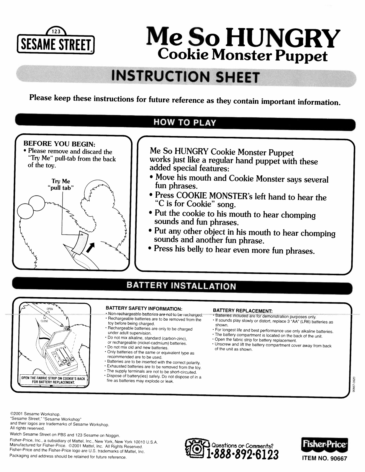 Fisher-Price 90667 Instruction Sheet