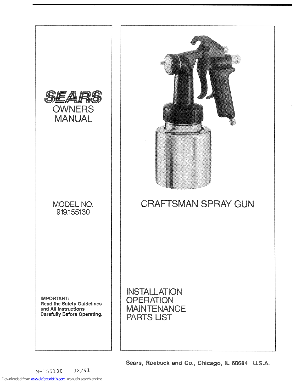 Sears Craftsman 919.155130 Owner's Manual