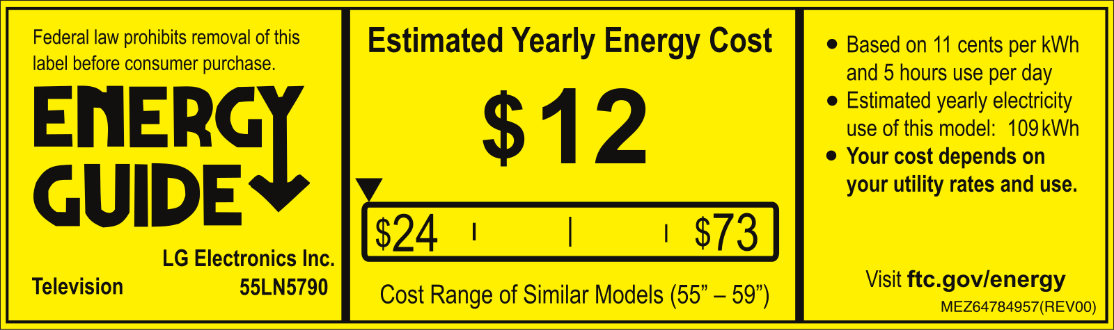 LG 55LN5790 Energy Guide