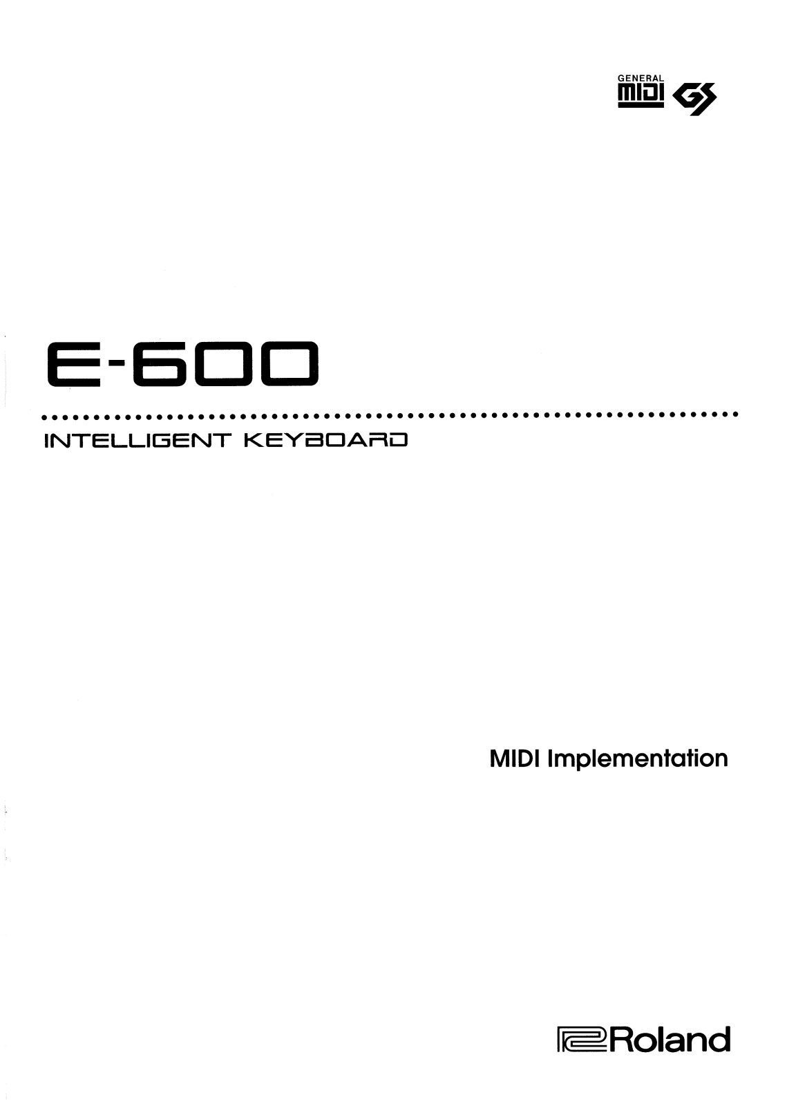 Roland E 600 Service Manual