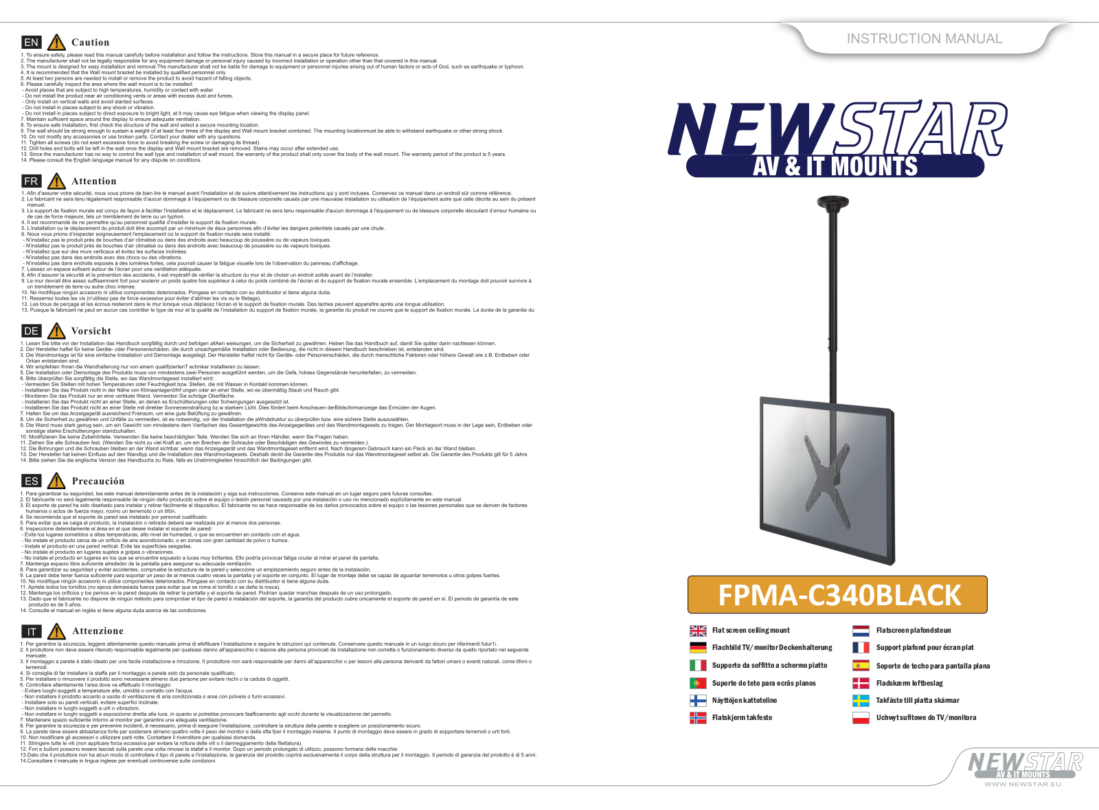 Newstar FPMA-C340BLACK User Manual