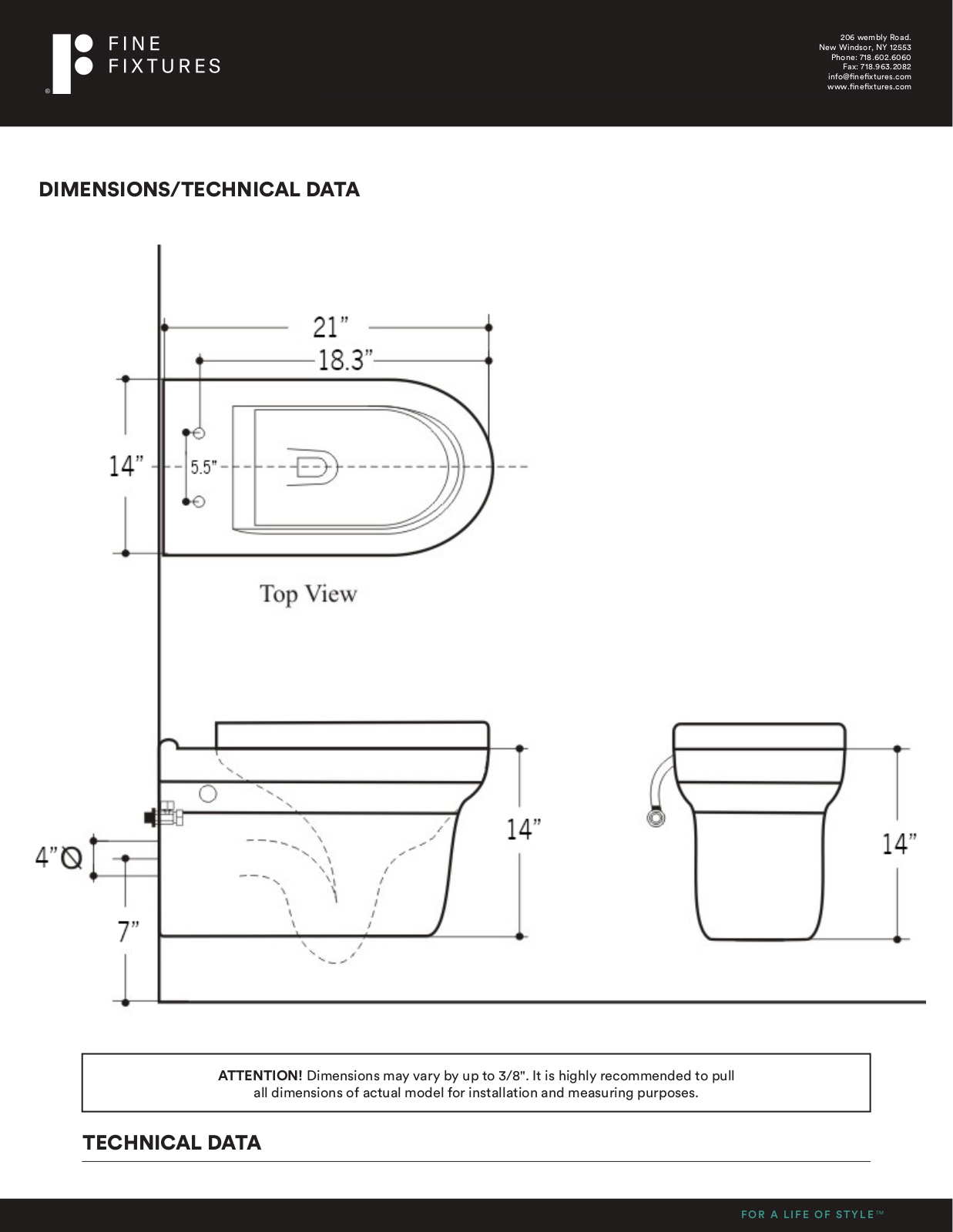 Fine Fixtures WT18RM Specifications - ManualMachine.com