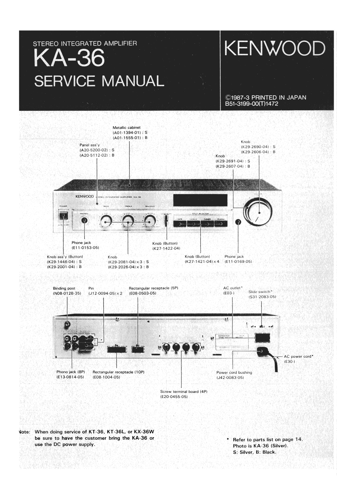 Kenwood KA-36 Service Manual