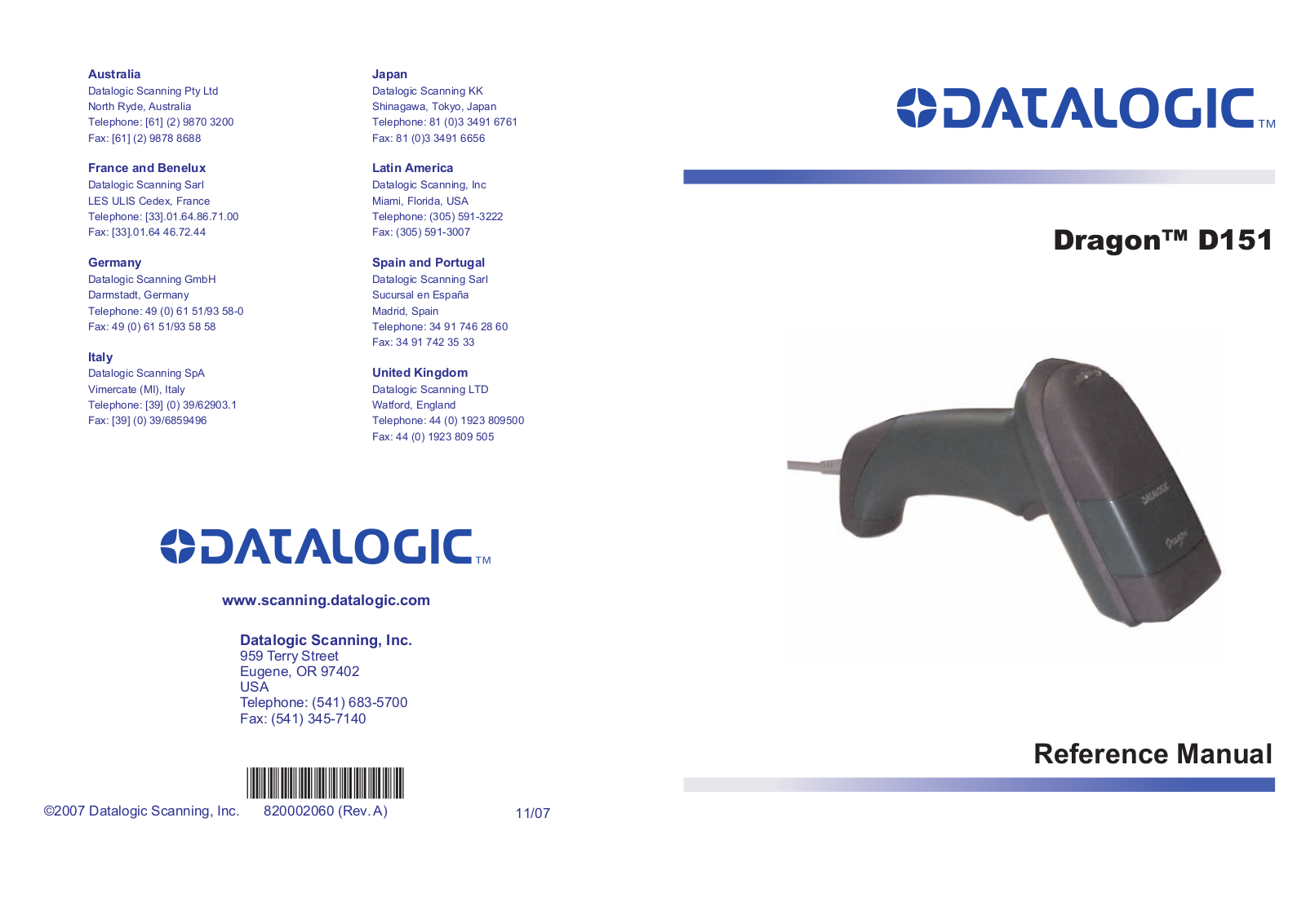 Datalogic Dragon D151 Reference Manual