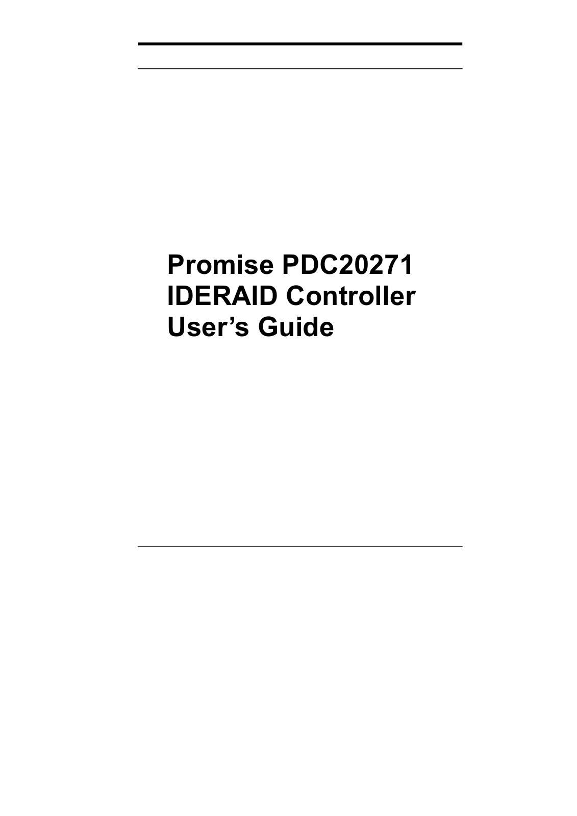 Promise Technology PDC20271 User Manual