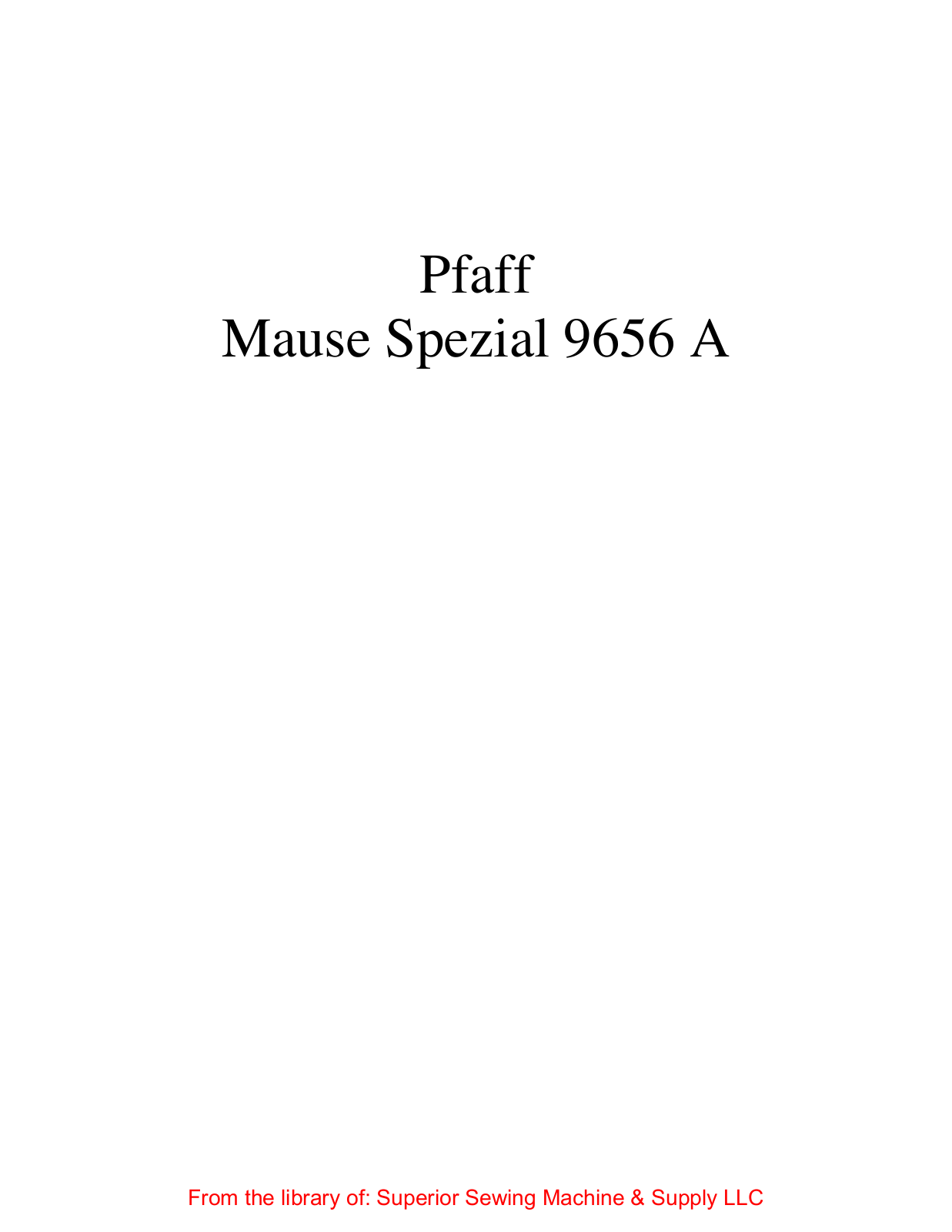 Mauser Spezial 9656A User Manual