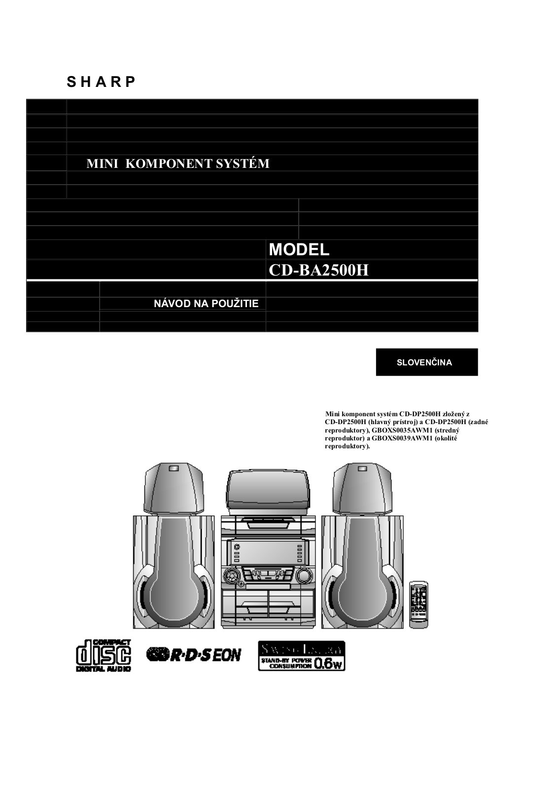 Sharp CD-BA2500H Owners Manual