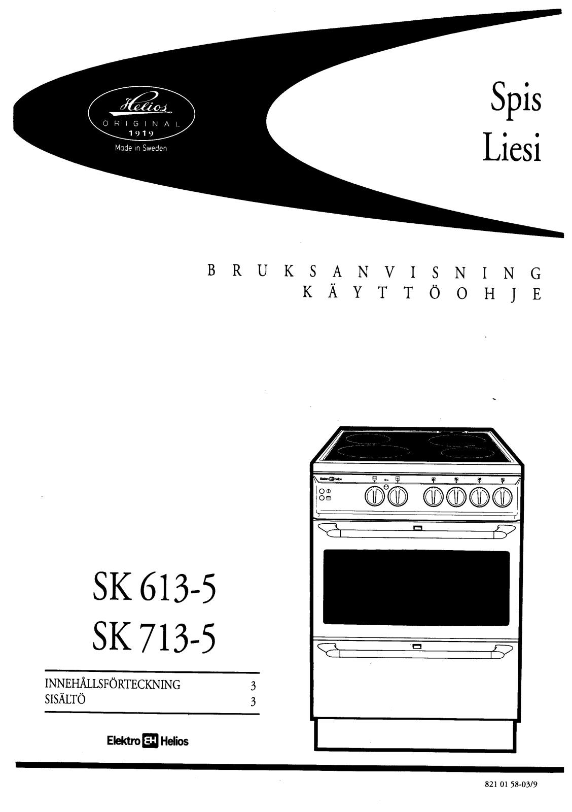 Elektro helios SK713-5, SK613-5 User Manual