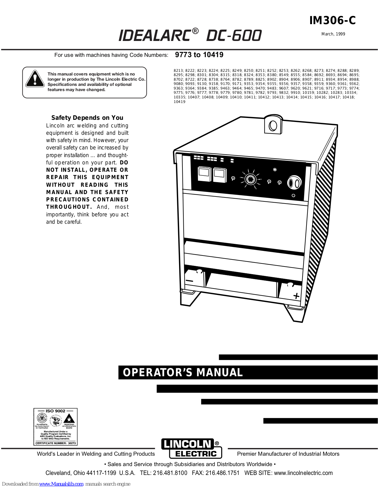 Lincoln Electric IDEALARC DC-600 Operator's Manual