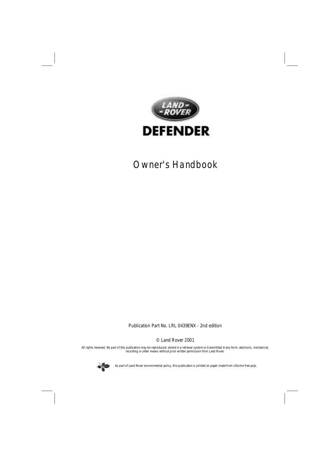 Rover DEFENDER 2002 Owner Manual