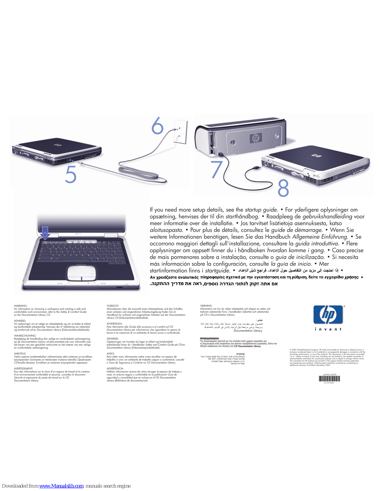 HP Pavilion ze4200, Pavilion ze4200 PC Quick Setup Manual