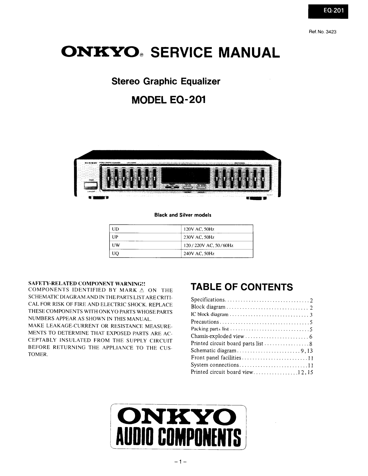 Onkyo EQ-201 Service manual