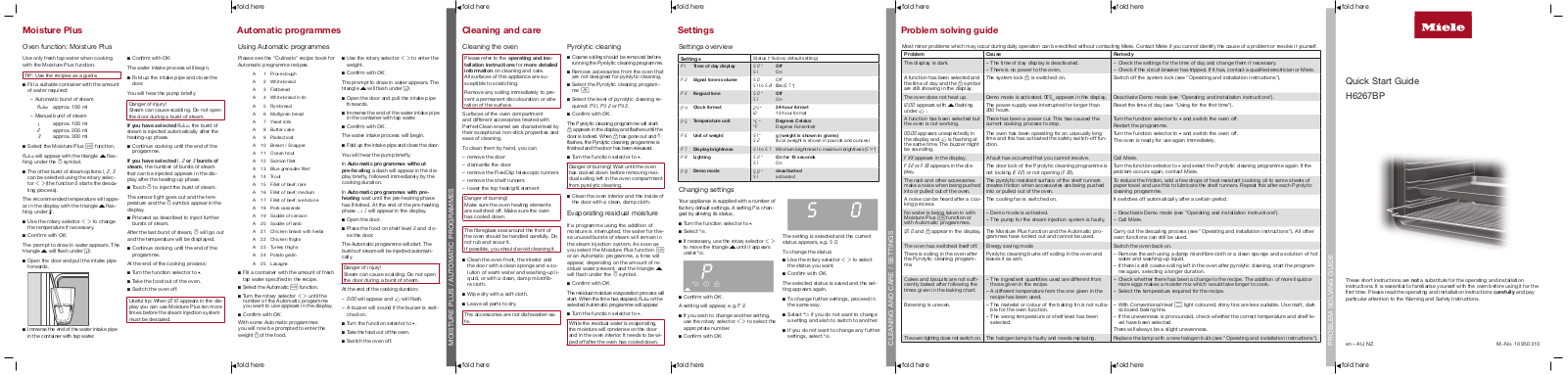 Miele H6267BP Quick Start Guide