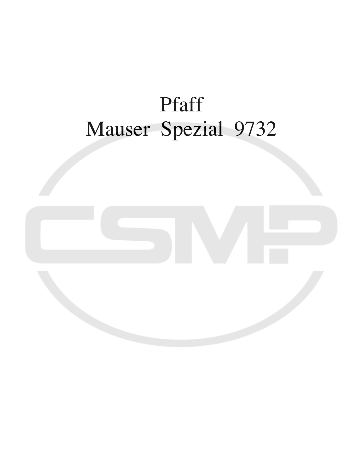 Mauser Special 9732 Parts Book