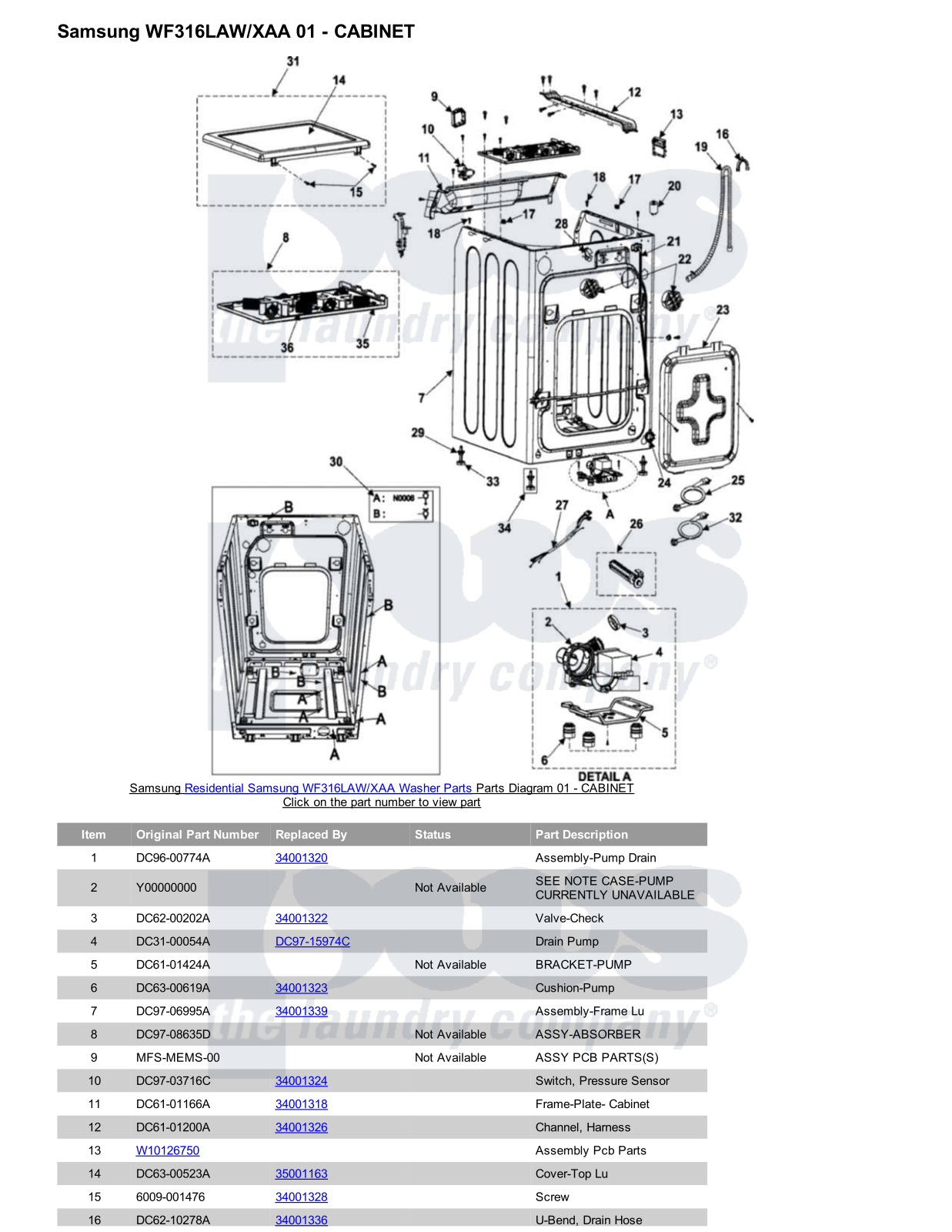 Samsung WF316LAW/XAA Parts Diagram