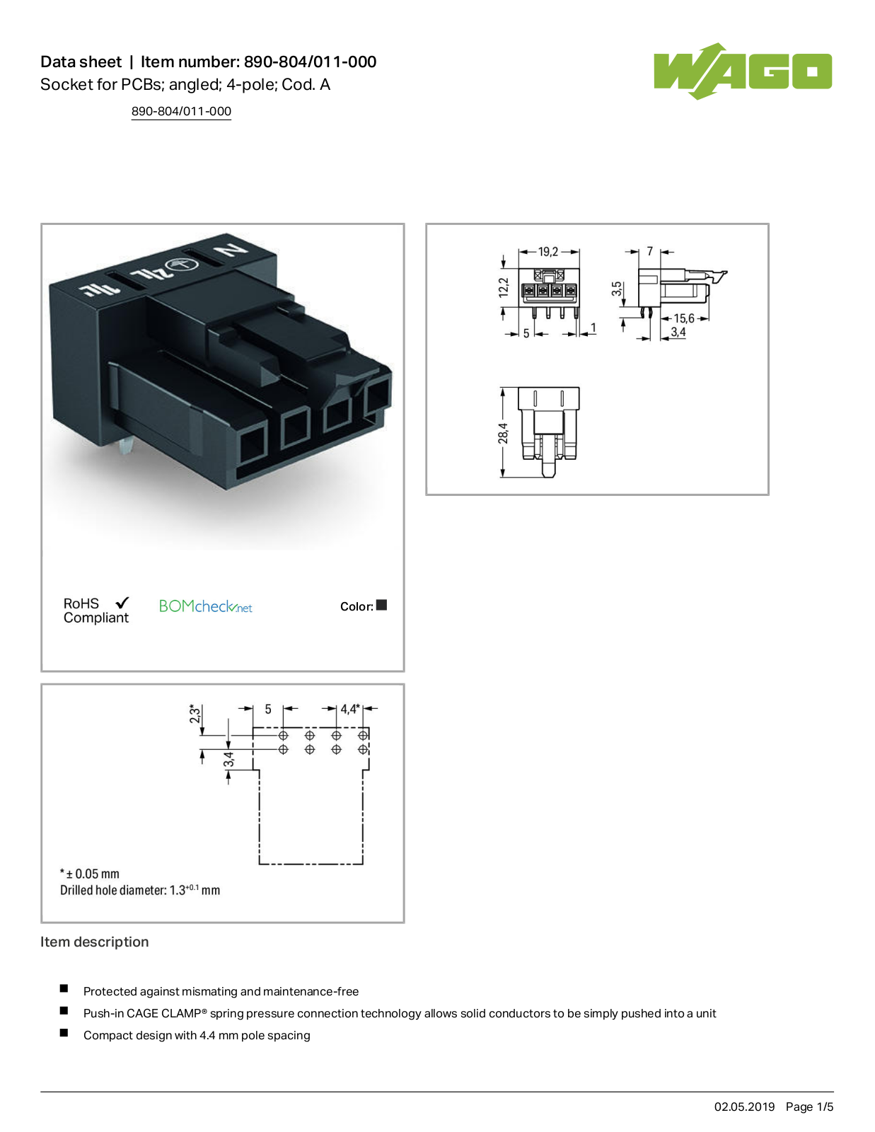 Wago 890-804/011-000 Data Sheet