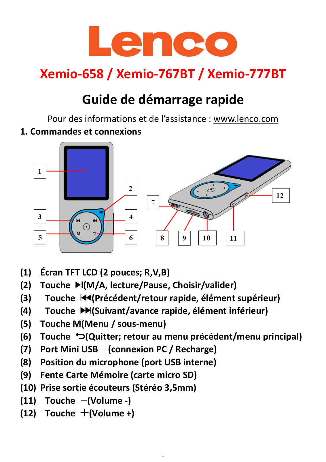 Lenco Xemio-658, Xemio-777BT Quick Guide