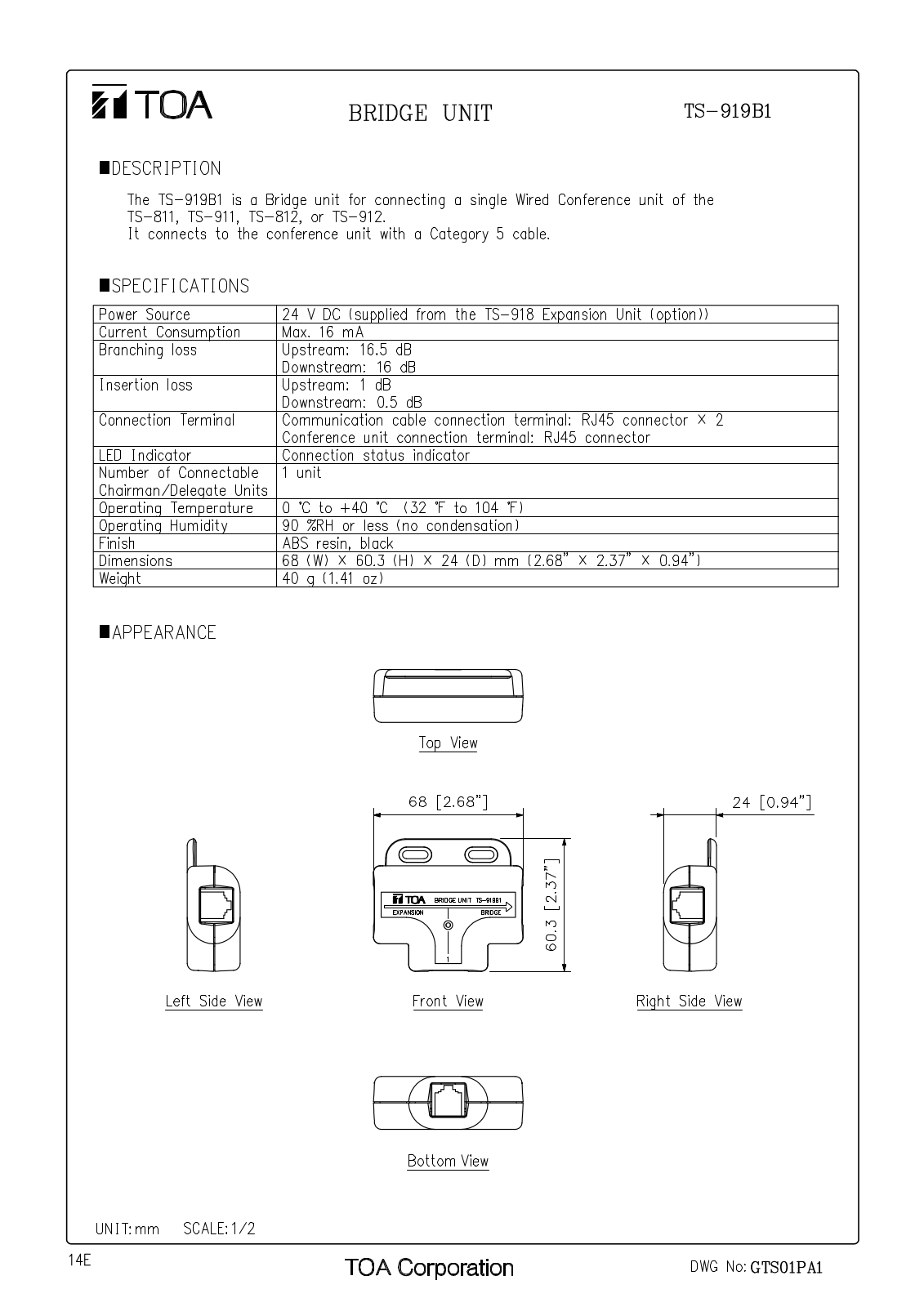 TOA TS-919B1 User Manual