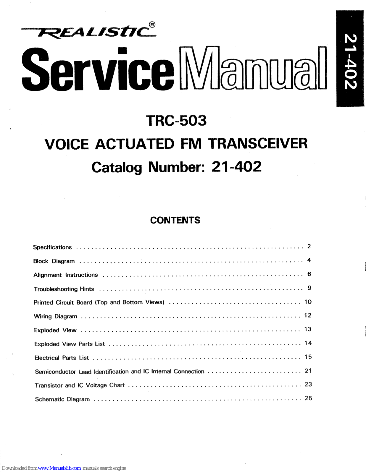 Realistic TRC-503 Service Manual