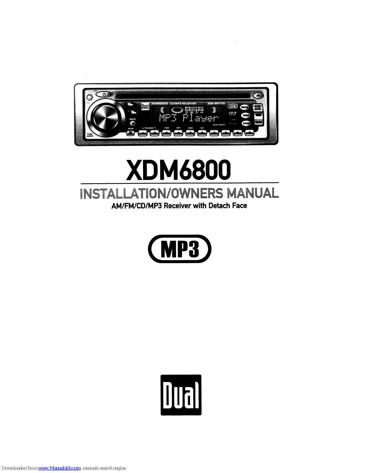 Dual ZDM6800, XDM6800 Installation & Owner's Manual