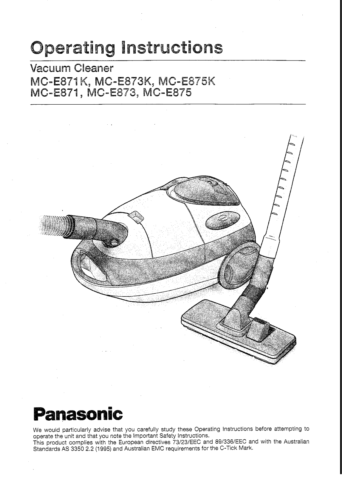 Panasonic MC-E871K, MC-E875, MC-E875K, MC-E873K, MC-E873 User Manual