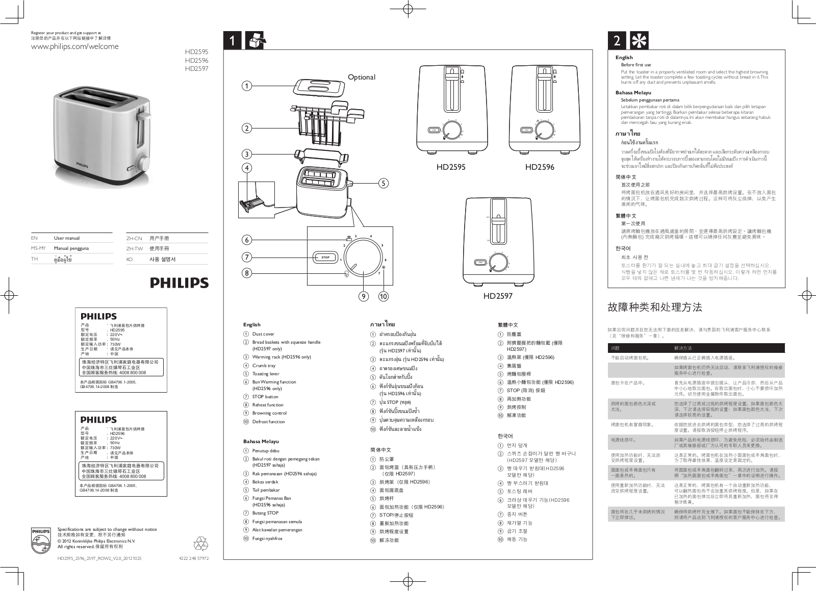 Philips HD2595, HD2596, HD2597 User Manual