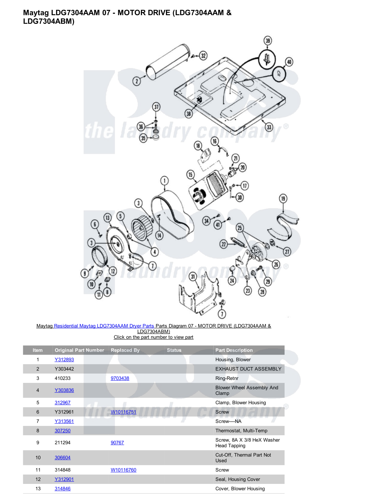 Maytag LDG7304AAM Parts Diagram