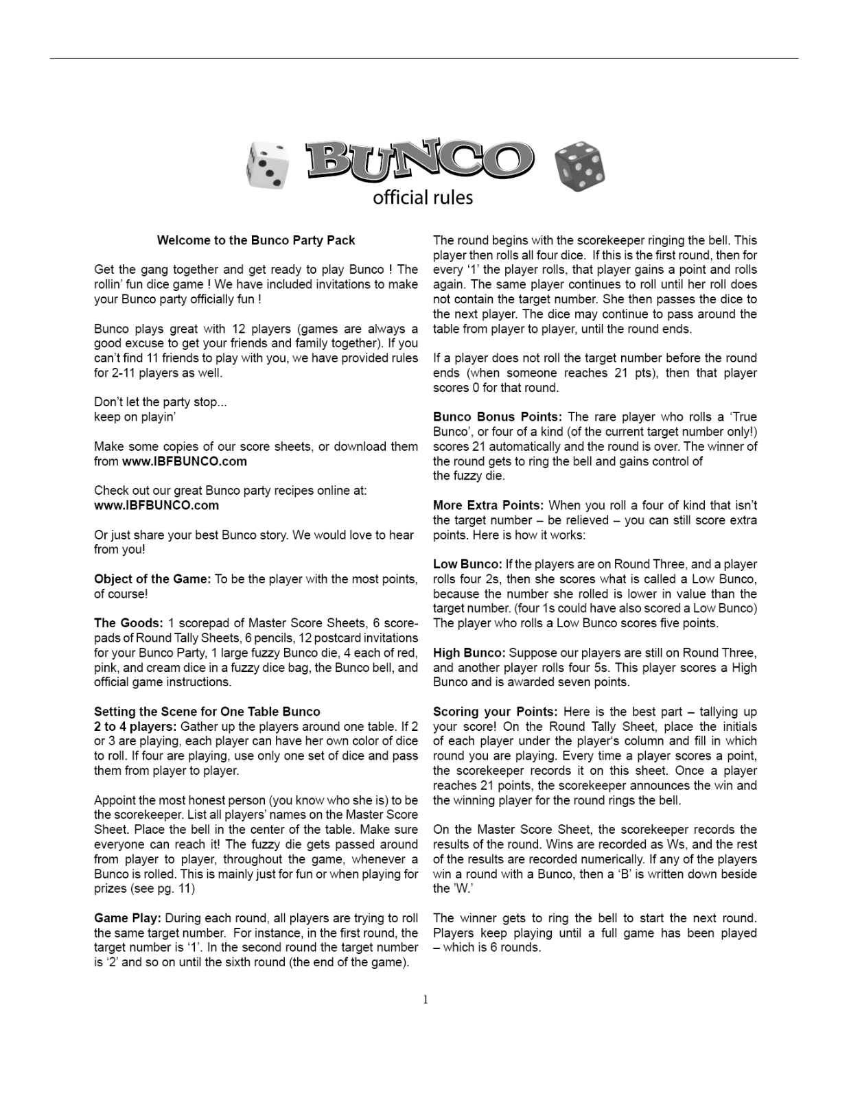 Fundex Games Bunco User Manual - ManualMachine.com