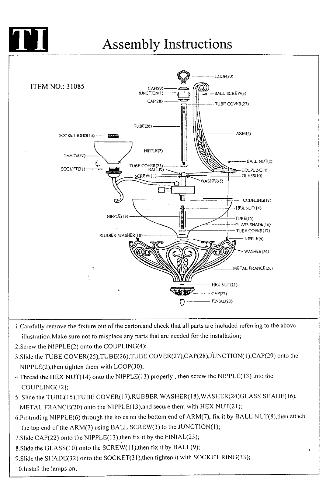 Triarch 31085 User Manual