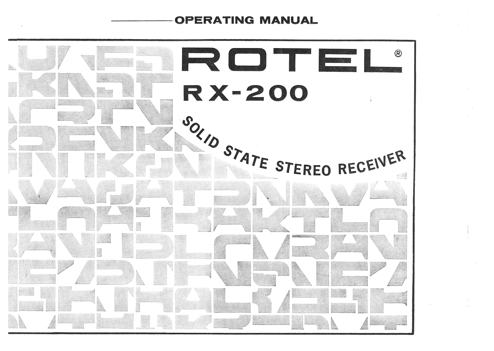 Rotel RX-200 User Manual