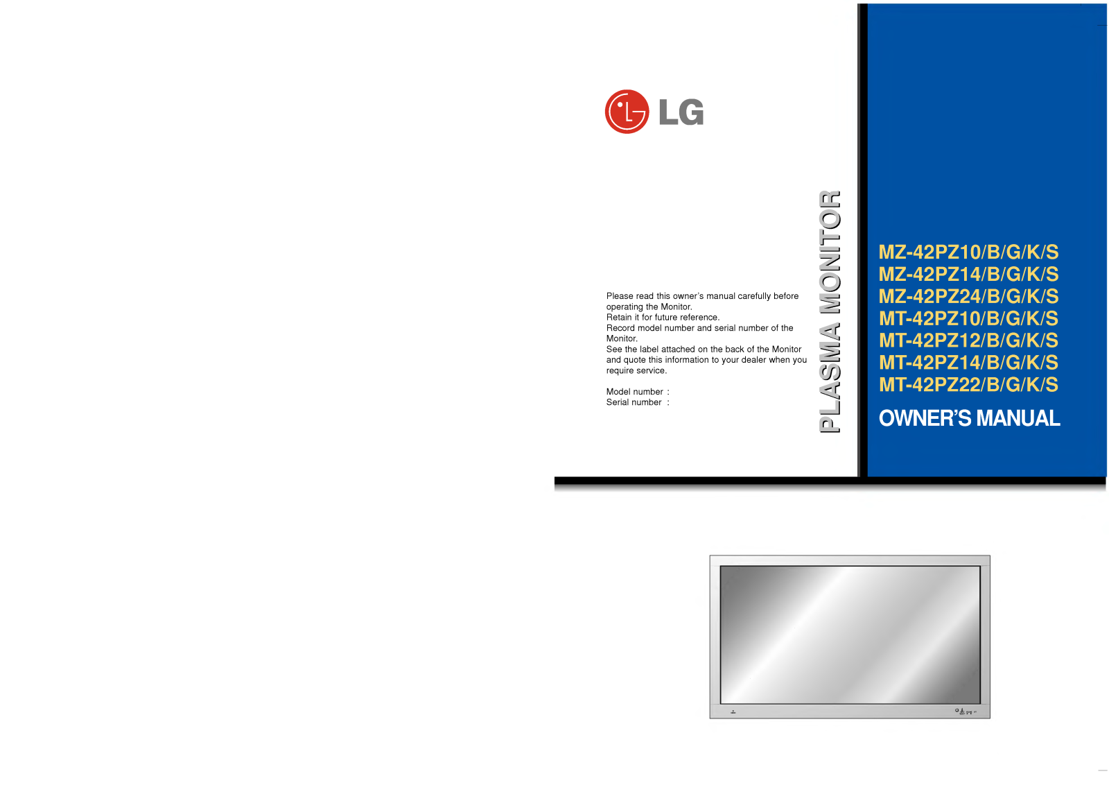 LG MZ-42PZ24 User Manual