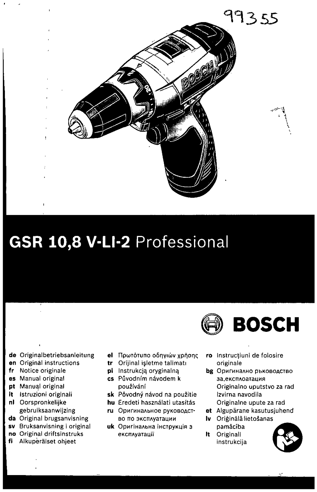 Bosch GSR 10.8 V-LI-2 PROFESSIONAL Owner's Manual