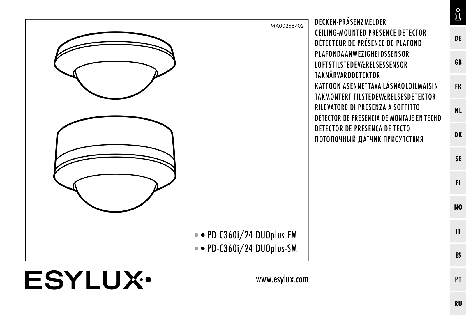 ESYLUX PD-C360i/24 DUOplus-FM, PD-C360i/24 DUOplus-SM User Manual