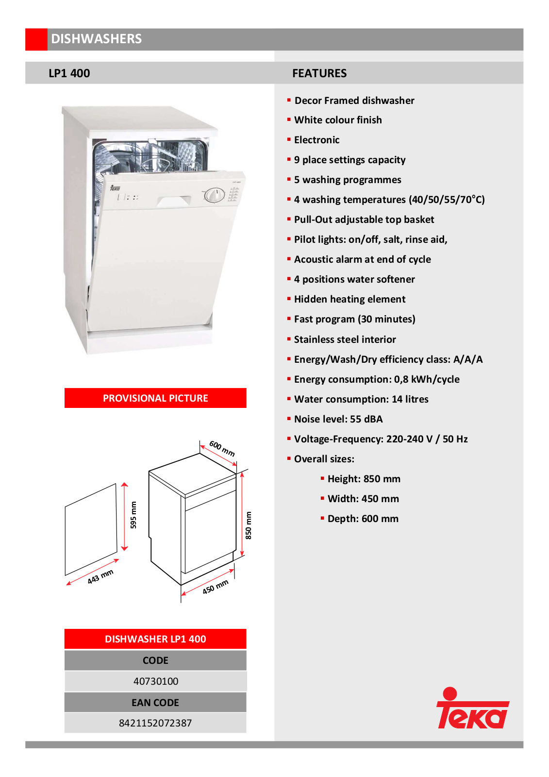 Teka LP1 400 User Manual