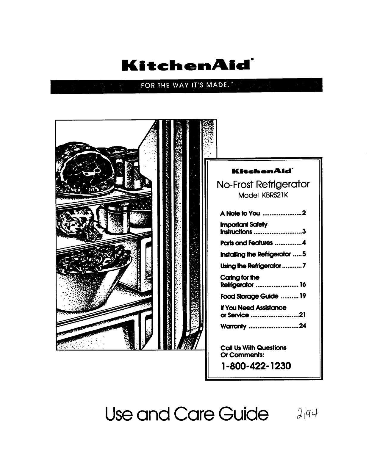 KitchenAid KBRS21K Owner's Manual